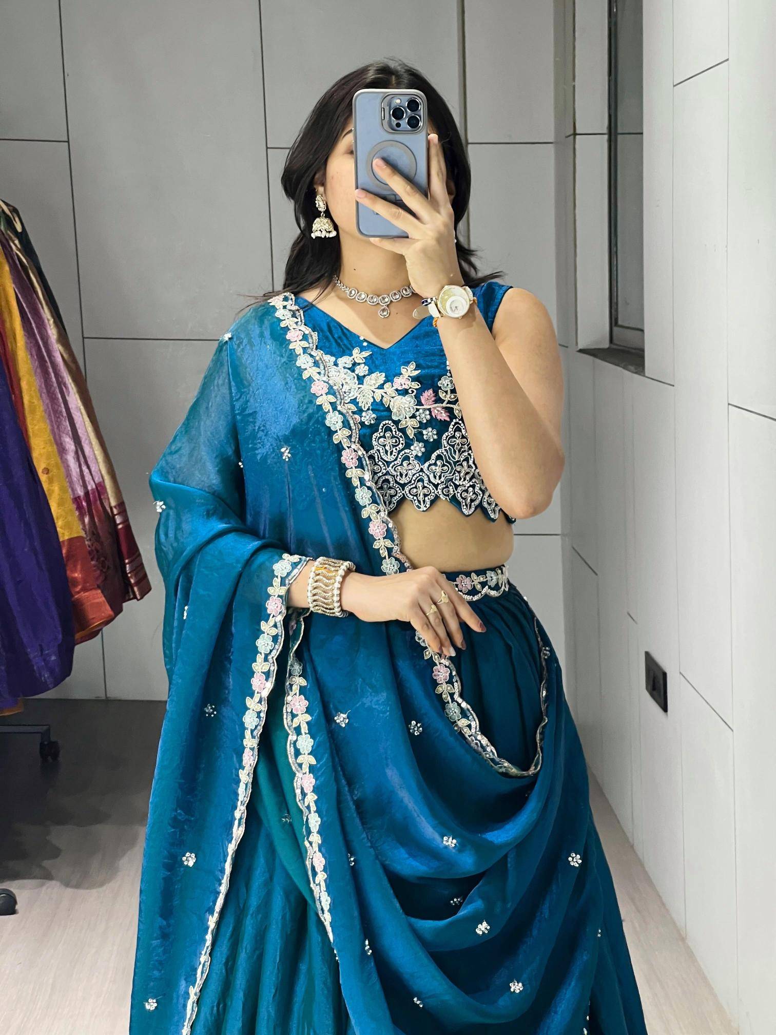 GRTN8 125 TEALBLU Fendy Lehenga Choli Wholesale in Delhi